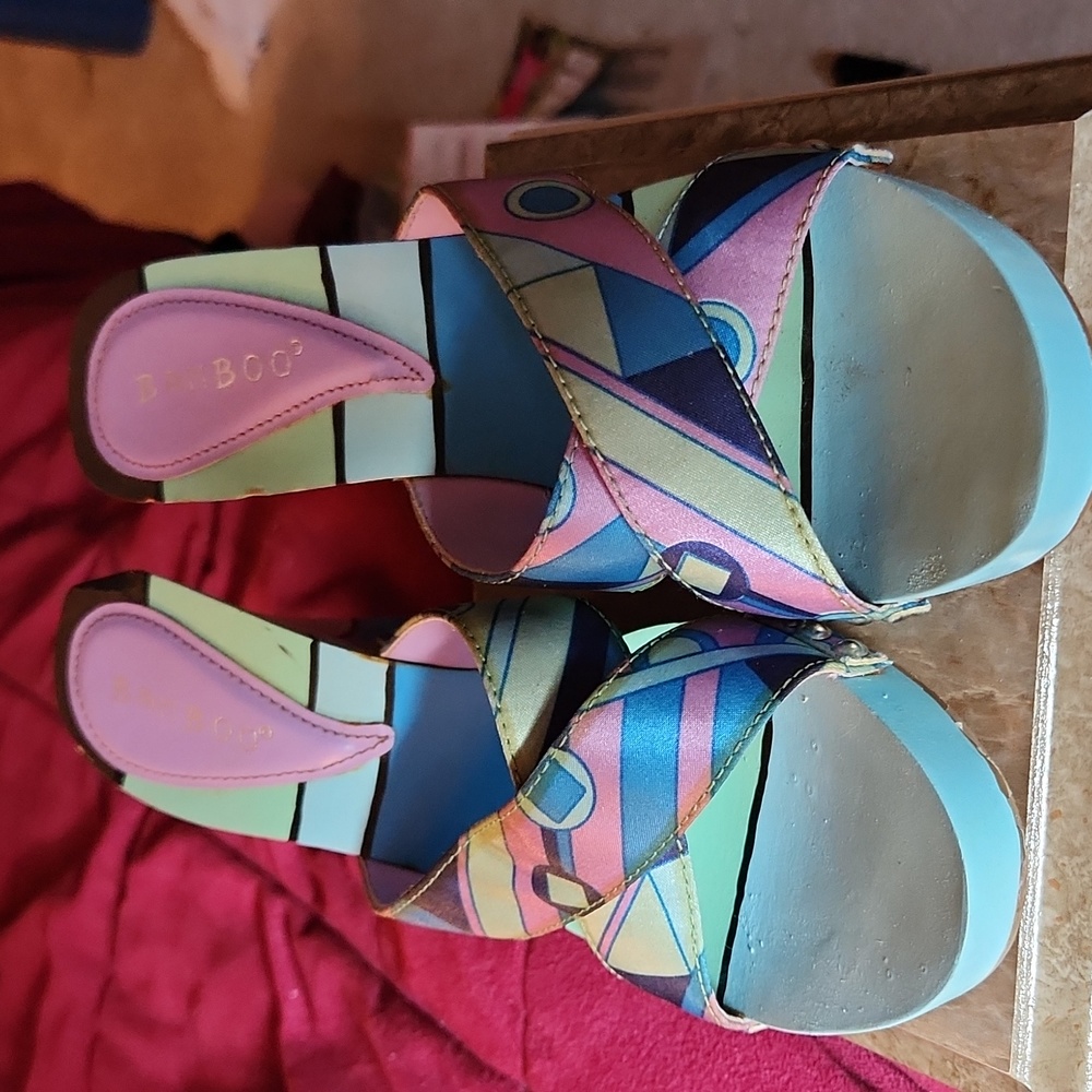 Bamboo wedge heel